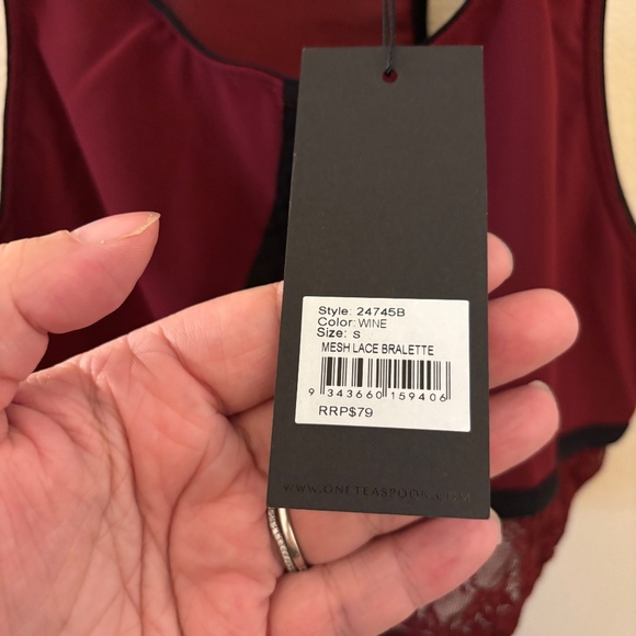 NWT One Teaspoon Wine Mesh Lace Bralette Size Small - Picture 2 of 6